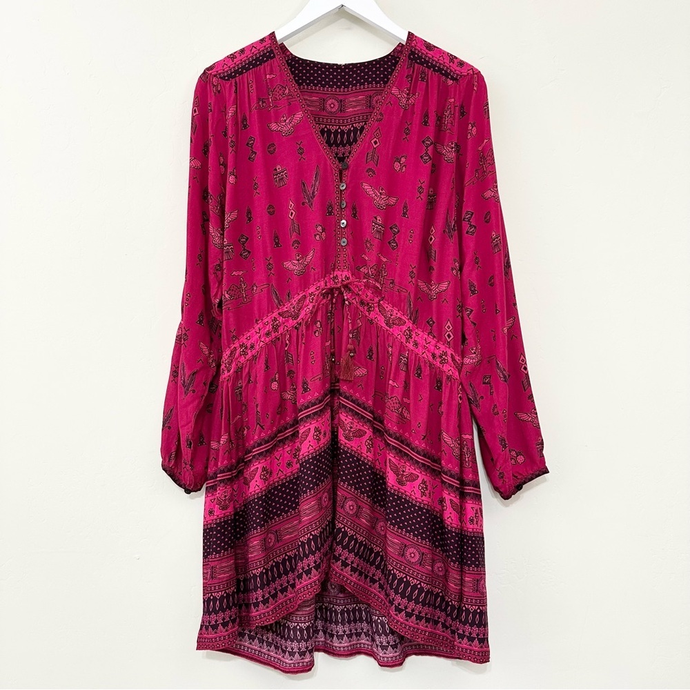Spell and the Gypsy Phoenix Long Sleeve Mini Play Dress in Magenta